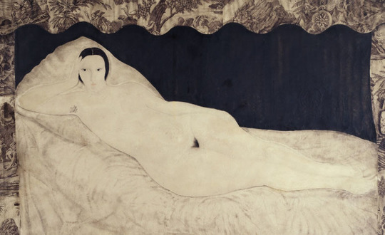 藤田嗣治、【ジュイ布のある裸婦】、希少画集画、新品高級額・額装付 藤田嗣治、【ジュイ布のある裸婦】、希少画集画、新品高級額